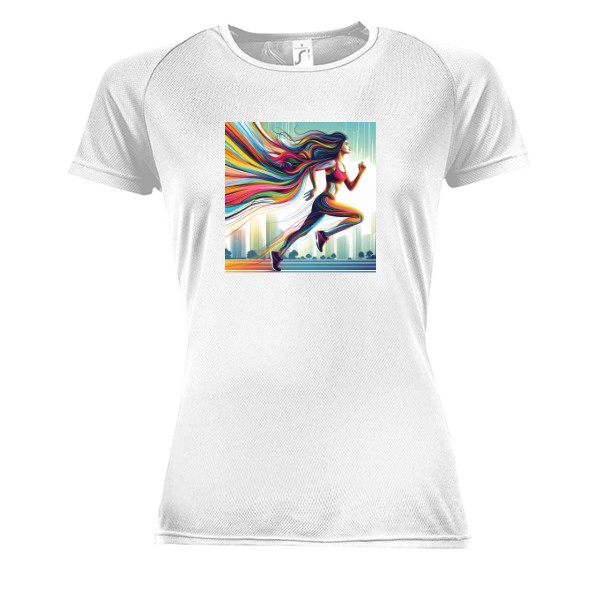 Ladies' functional T-shirt Inscription on the back of the T-shirt: Catch Me If You Can